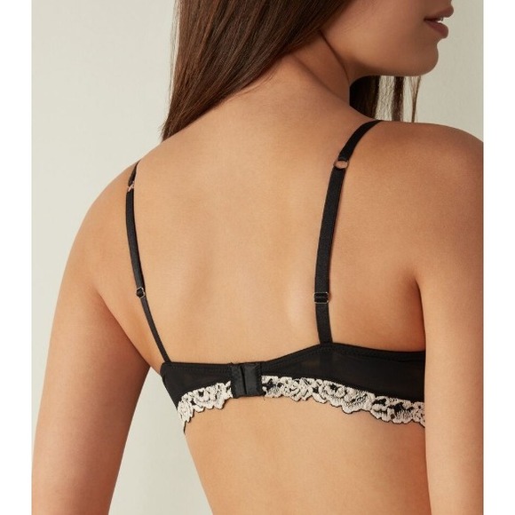 Intimissimi Pretty Flowers Blaconette Bra Black Lace Cup 36C Like New - Picture 9 of 9